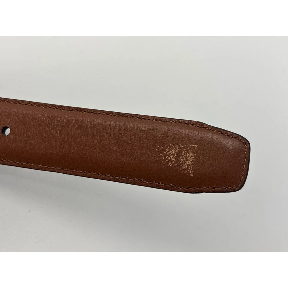 Polo Ralph Lauren Reversible Leather Belt Brown Tan Silver Buckle Size 32 NEW